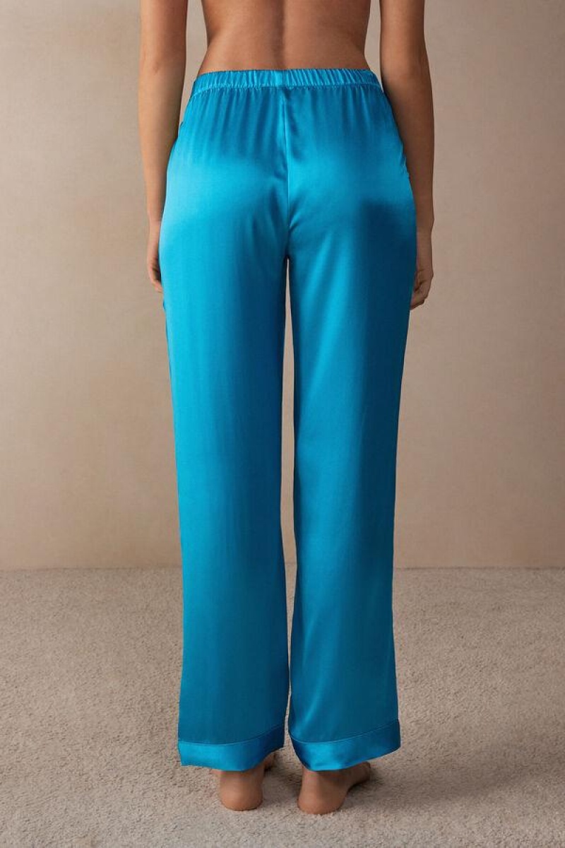 Dámské Pyžama Intimissimi Silk Satin Pants Tyrkysové | CZ QZ4016