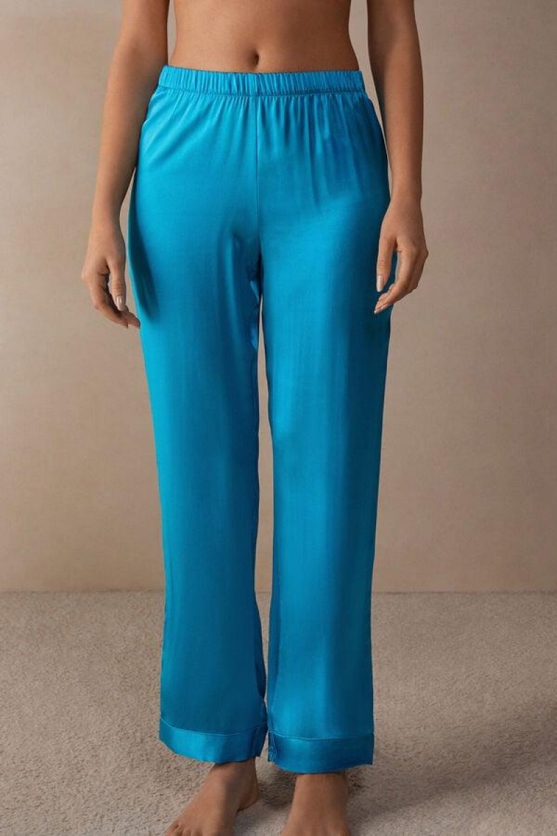 Dámské Pyžama Intimissimi Silk Satin Pants Tyrkysové | CZ QZ4016