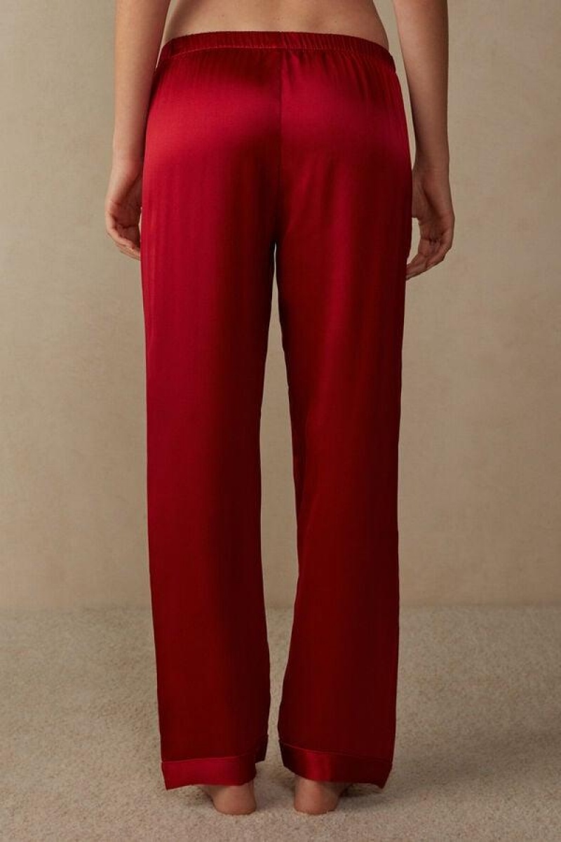 Dámské Pyžama Intimissimi Silk Satin Pants Červené | CZ PQ3982