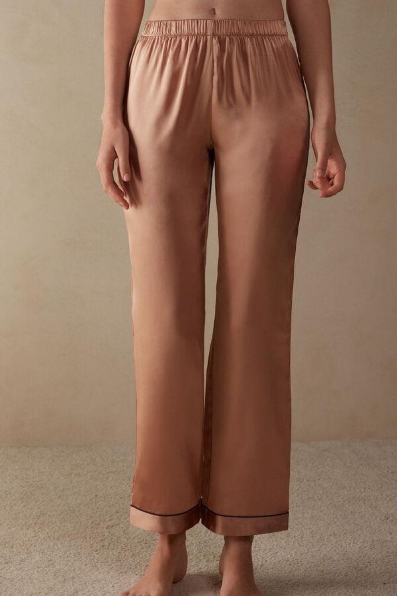 Dámské Pyžama Intimissimi Silk Satin Pants Růžové | CZ DN3979