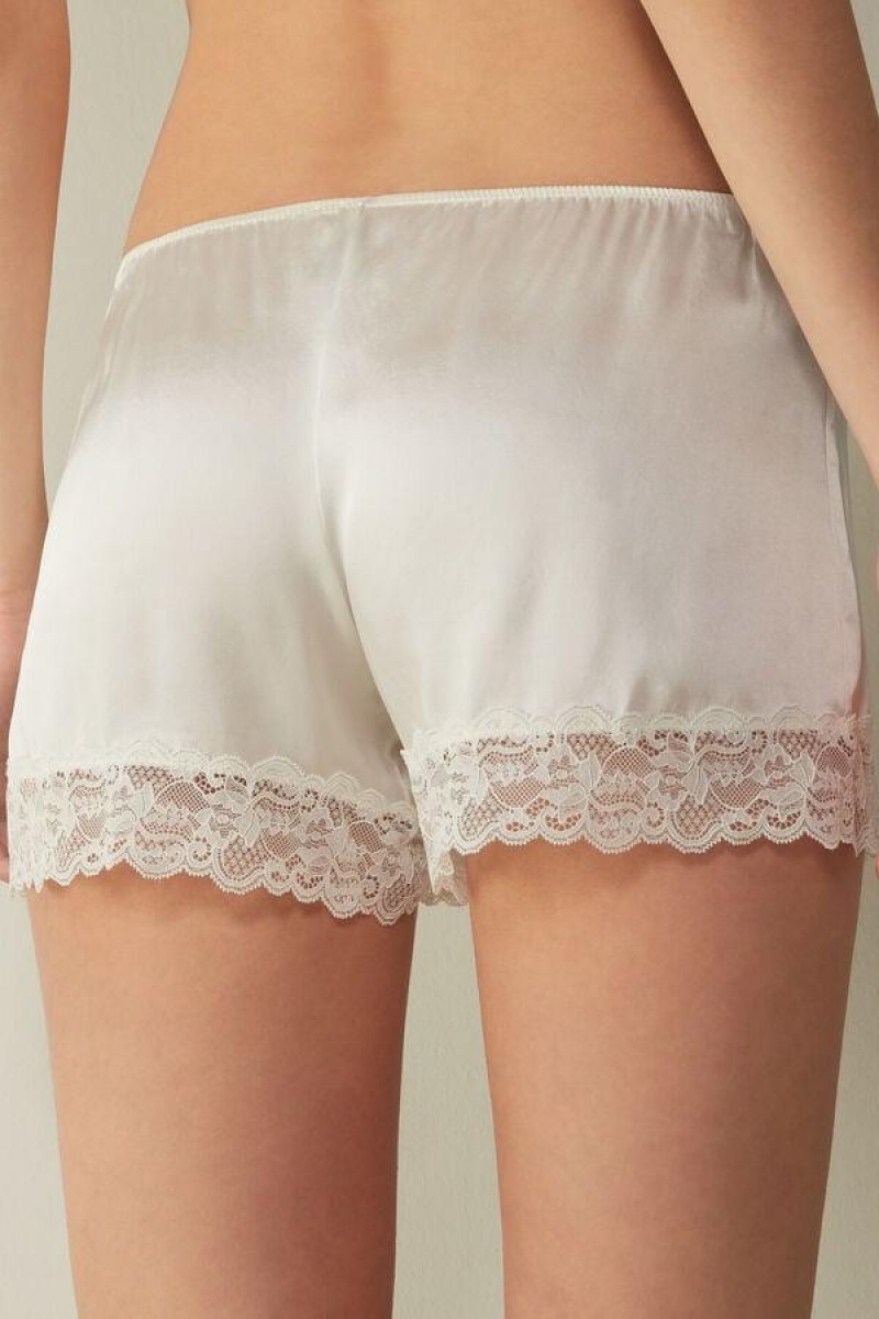 Dámské Pyžama Intimissimi Silk Shorts Bílé | CZ PQ4052