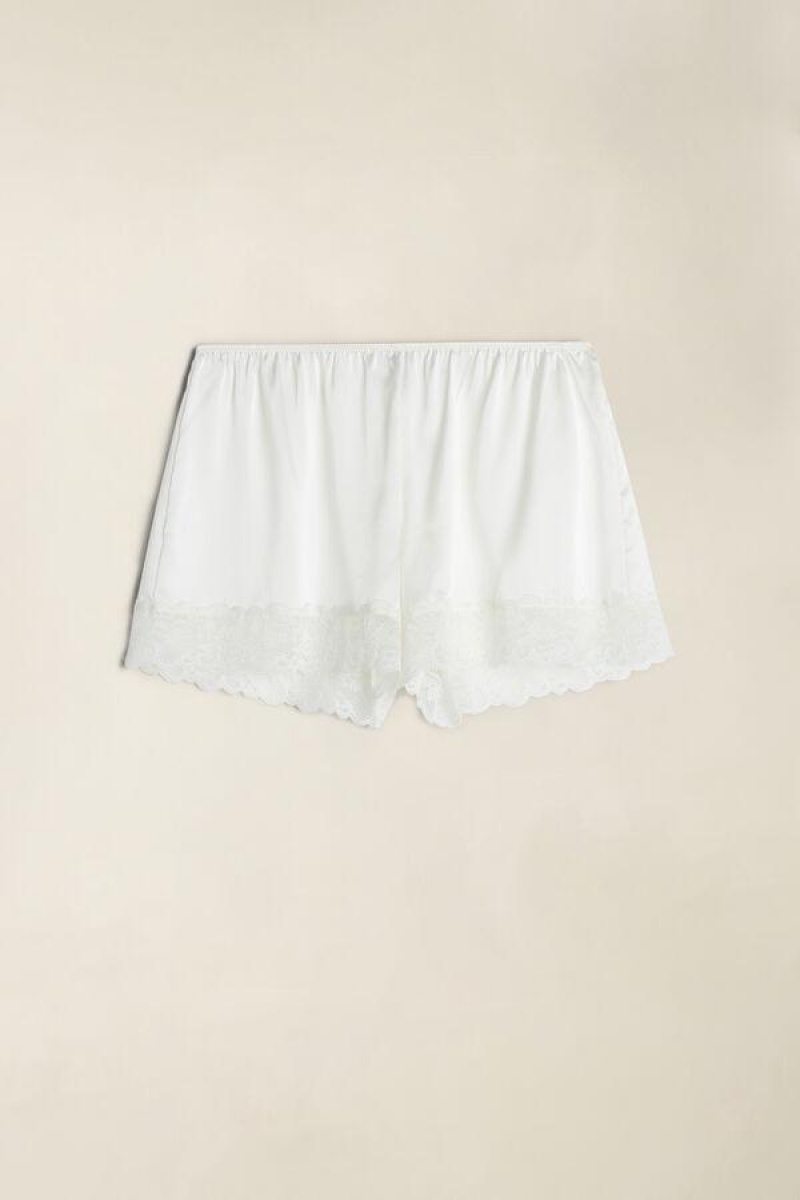 Dámské Pyžama Intimissimi Silk Shorts Bílé | CZ PQ4052