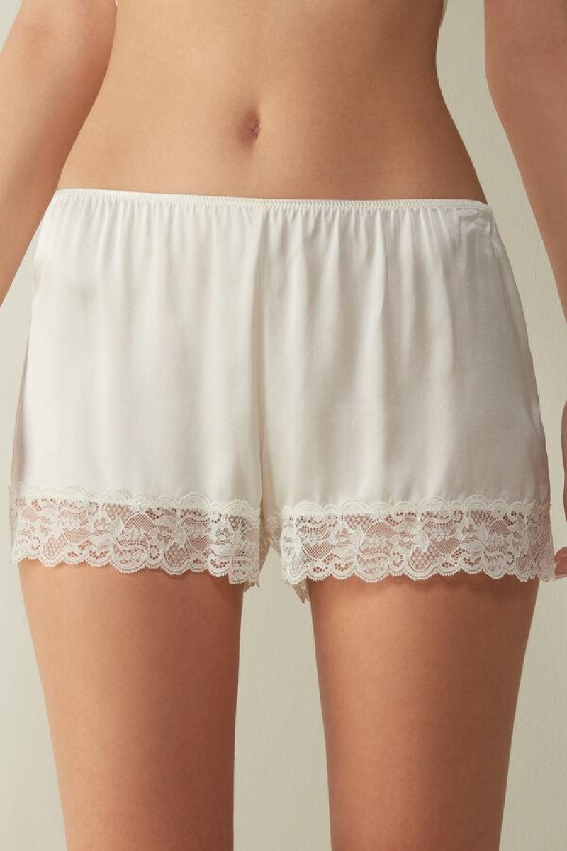 Dámské Pyžama Intimissimi Silk Shorts Bílé | CZ PQ4052