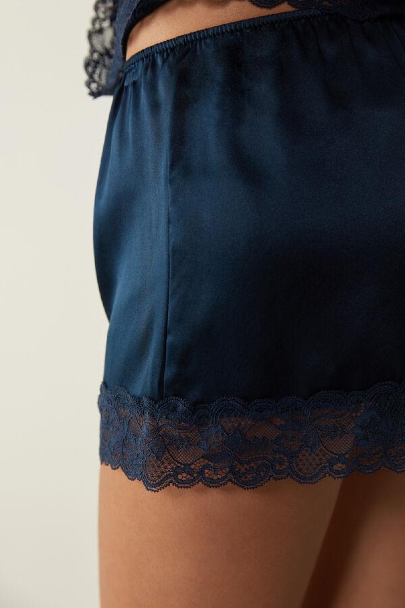 Dámské Pyžama Intimissimi Silk Shorts Blankyt | CZ SO4057