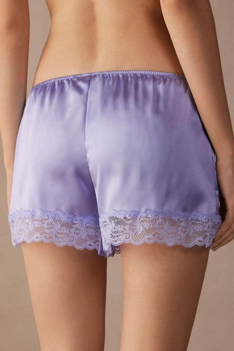 Dámské Pyžama Intimissimi Silk Shorts Levandule | CZ KI4077