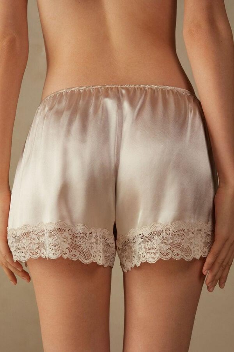 Dámské Pyžama Intimissimi Silk Shorts Růžové | CZ AP4051