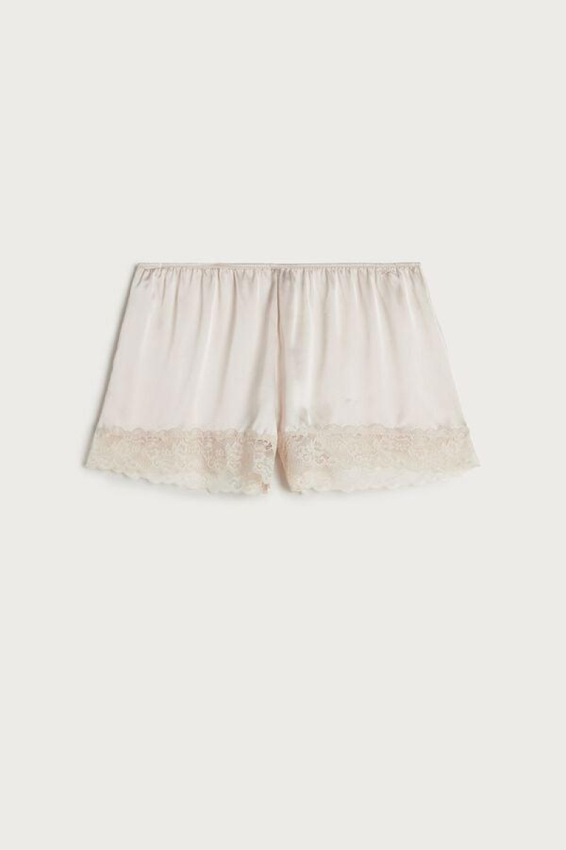 Dámské Pyžama Intimissimi Silk Shorts Růžové | CZ AP4051