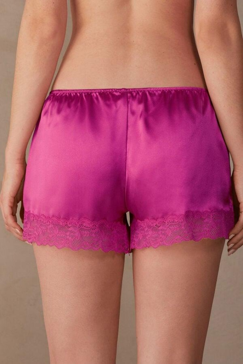 Dámské Pyžama Intimissimi Silk Shorts Růžové | CZ XF4074