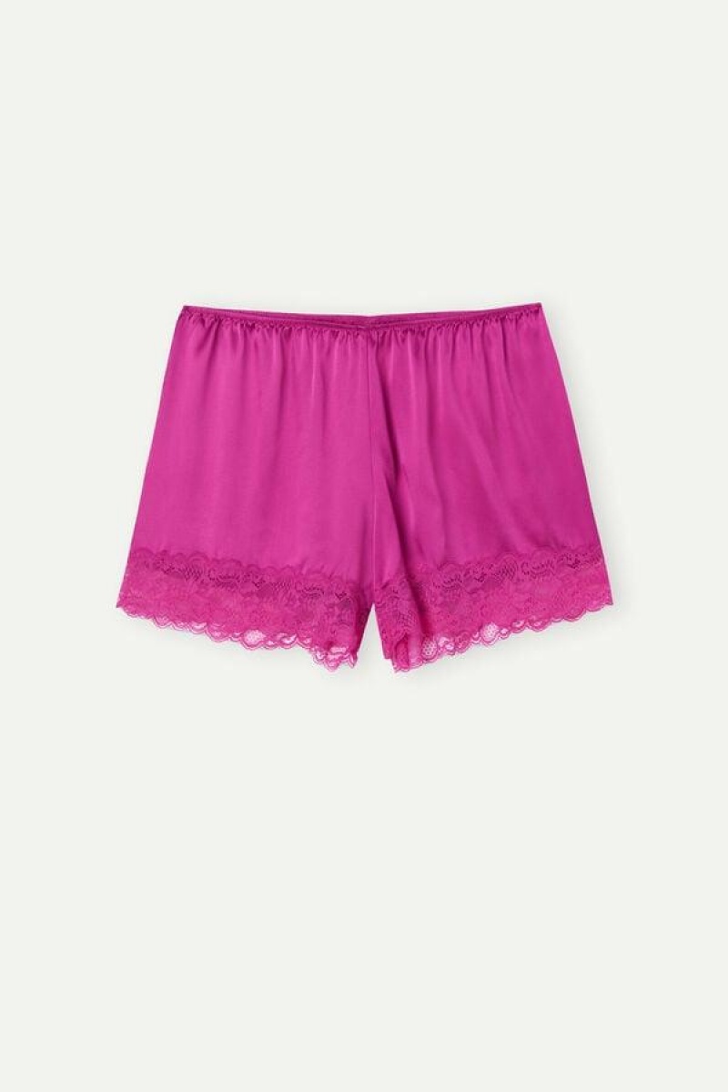 Dámské Pyžama Intimissimi Silk Shorts Růžové | CZ XF4074