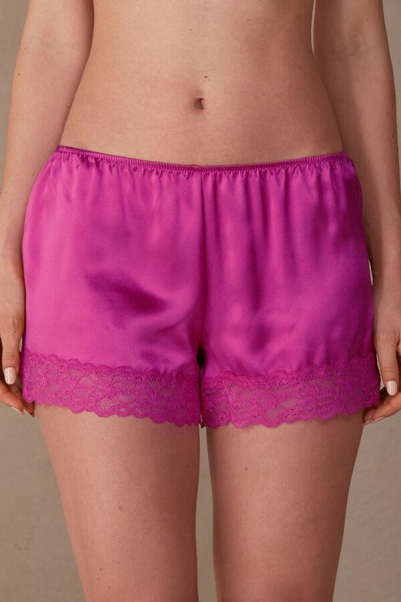 Dámské Pyžama Intimissimi Silk Shorts Růžové | CZ XF4074