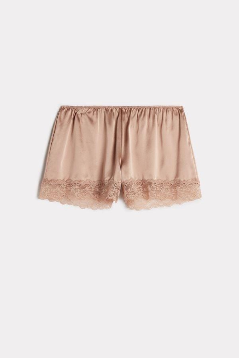 Dámské Pyžama Intimissimi Silk Shorts Růžové | CZ AP4058