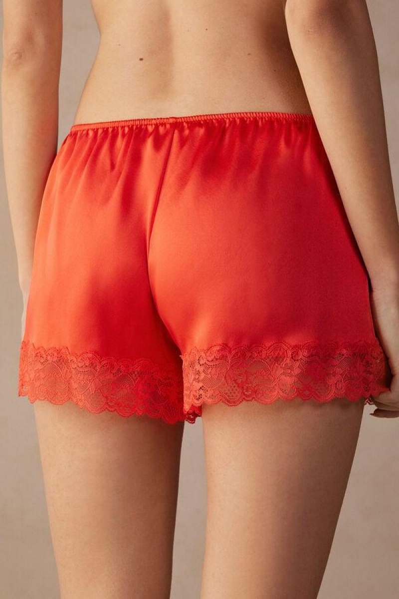 Dámské Pyžama Intimissimi Silk Shorts Tmavě Červené | CZ HK4079