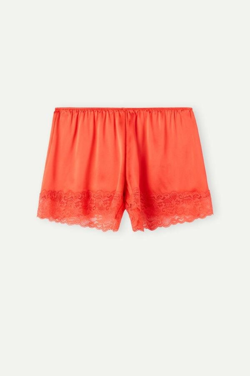 Dámské Pyžama Intimissimi Silk Shorts Tmavě Červené | CZ HK4079