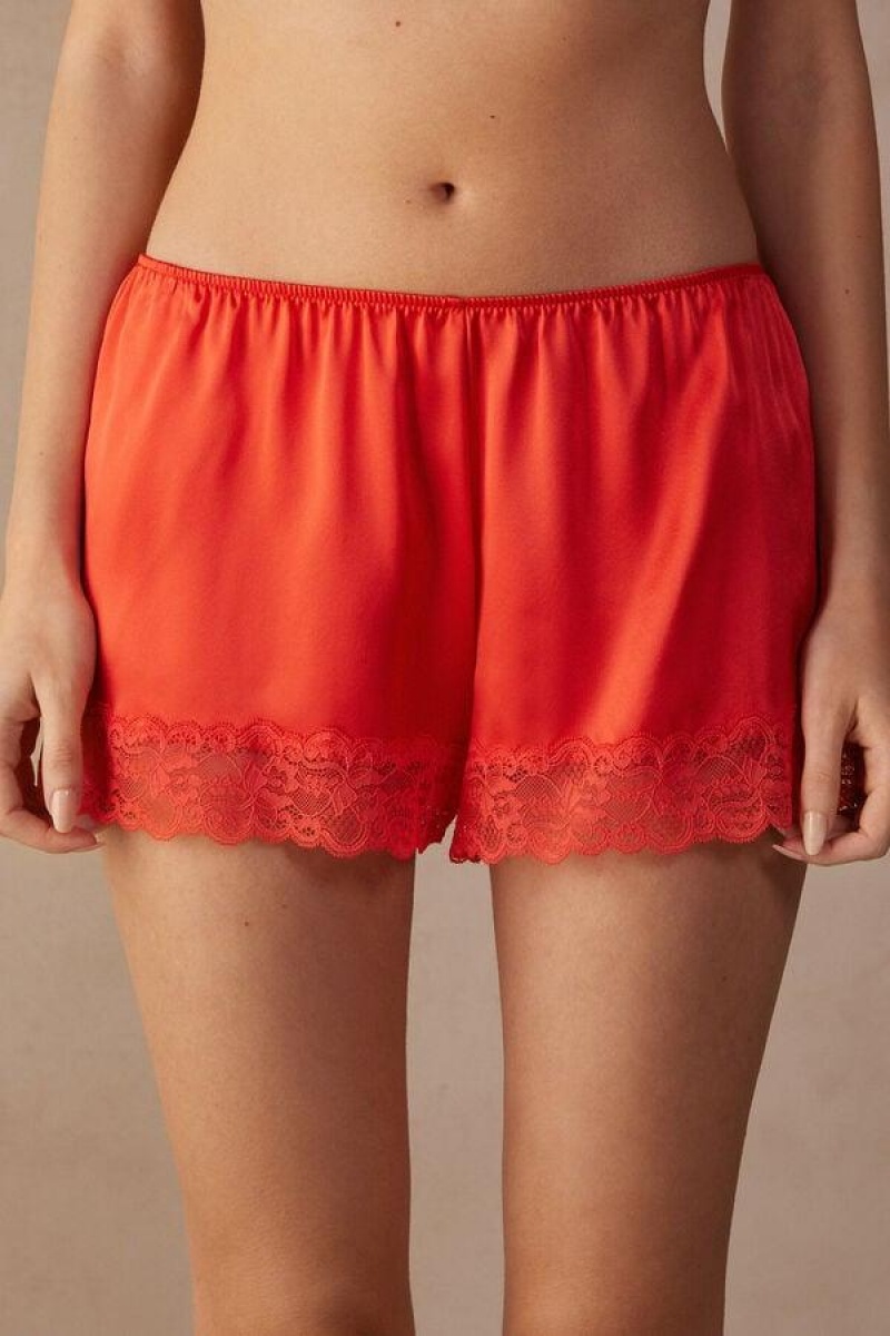 Dámské Pyžama Intimissimi Silk Shorts Tmavě Červené | CZ HK4079