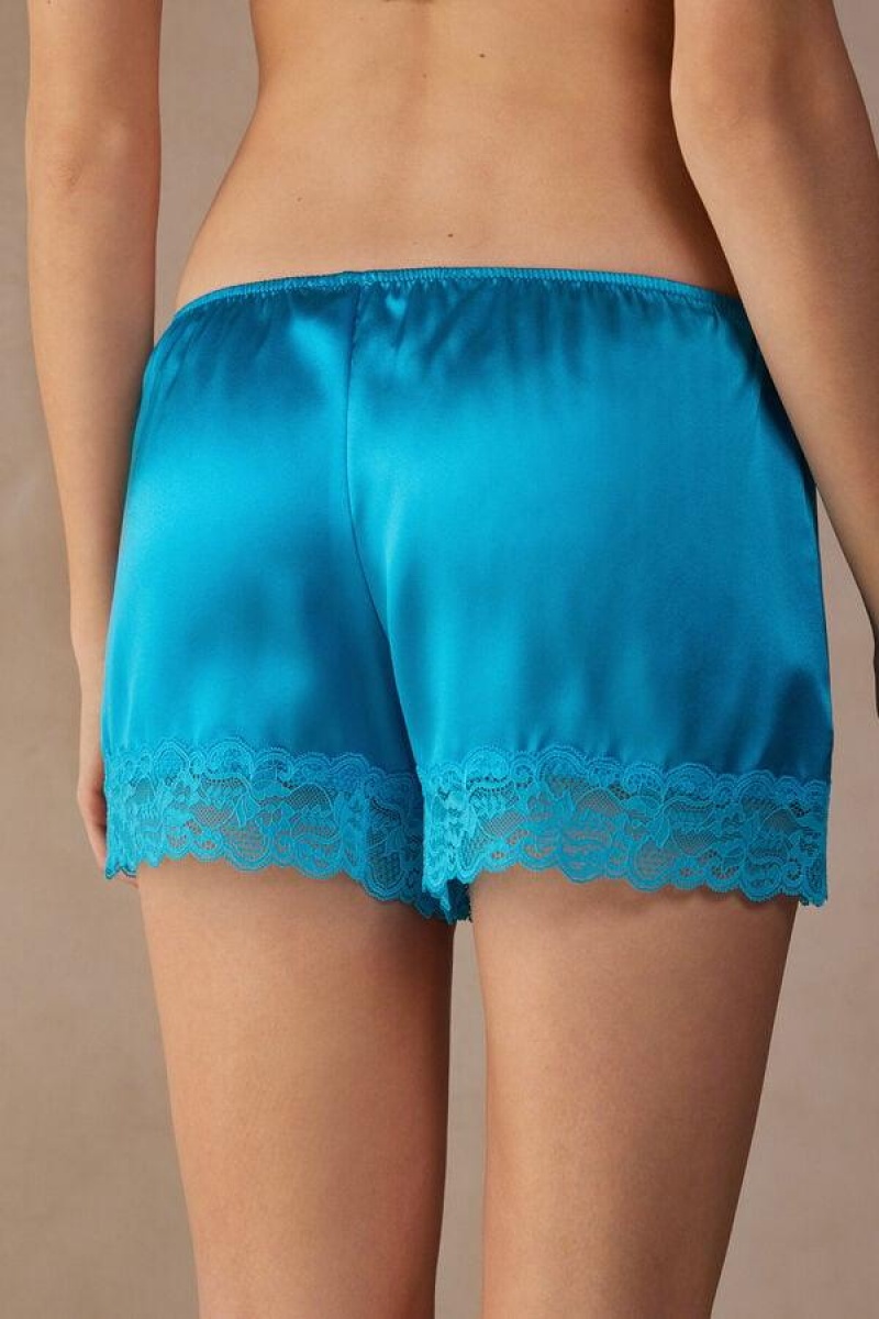 Dámské Pyžama Intimissimi Silk Shorts Tyrkysové | CZ LH4076