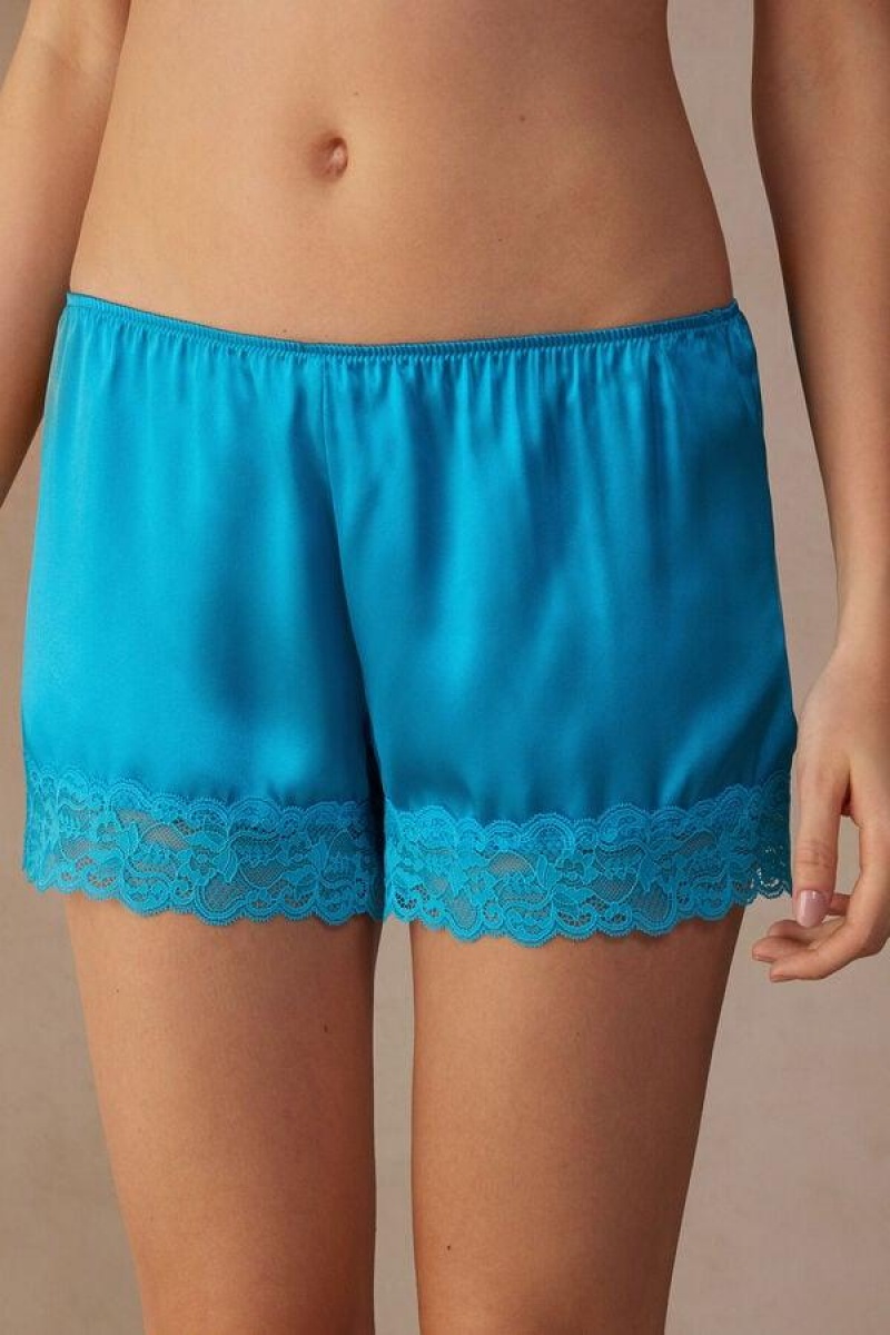 Dámské Pyžama Intimissimi Silk Shorts Tyrkysové | CZ LH4076