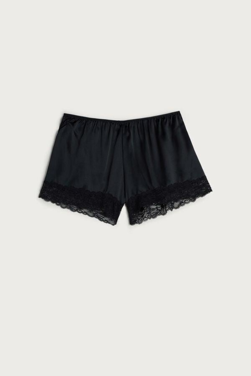 Dámské Pyžama Intimissimi Silk Shorts Černé | CZ SO4050