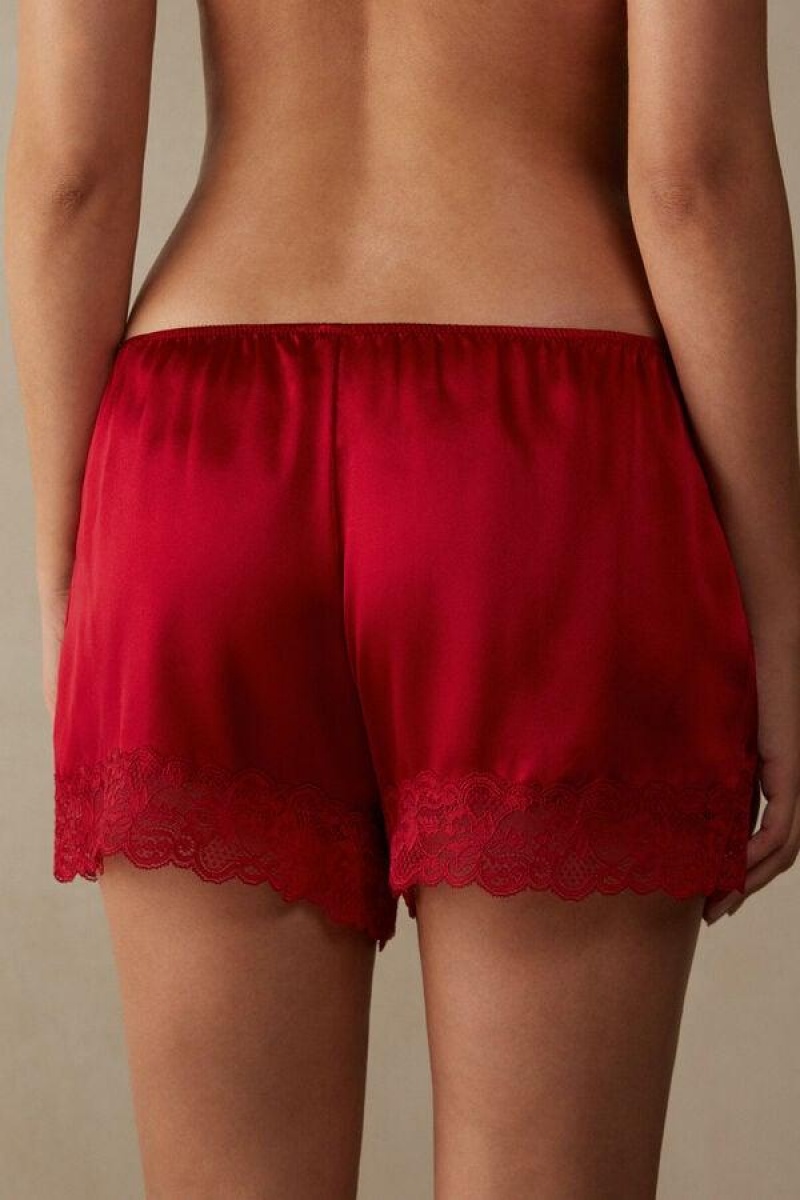 Dámské Pyžama Intimissimi Silk Shorts Červené | CZ DN4049