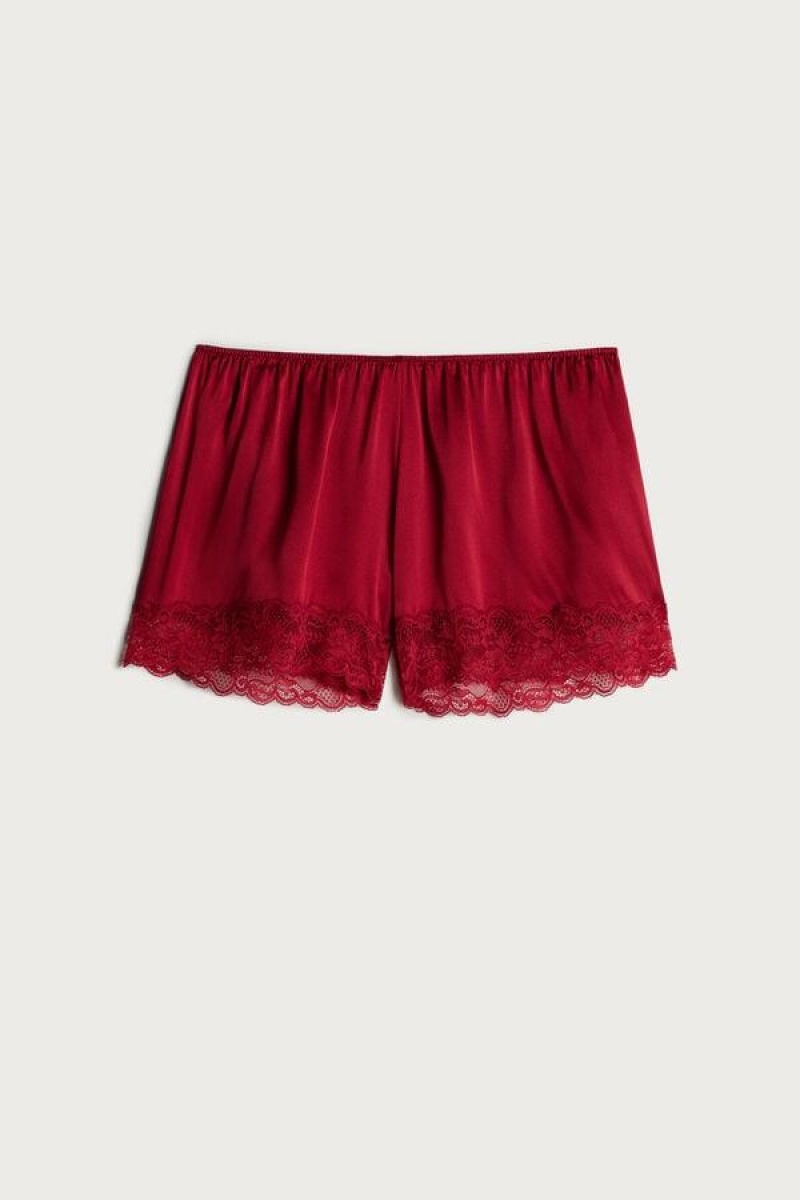 Dámské Pyžama Intimissimi Silk Shorts Červené | CZ DN4049