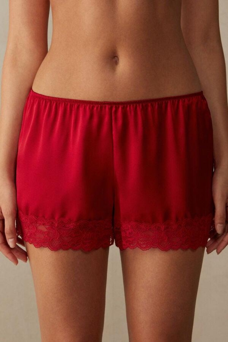 Dámské Pyžama Intimissimi Silk Shorts Červené | CZ DN4049