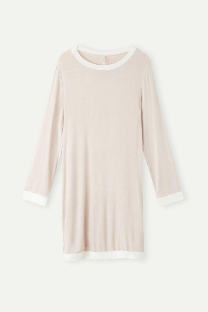 Dámské Pyžama Intimissimi Simple Elegance Night Shirt Růžové Bílé | CZ HK3838