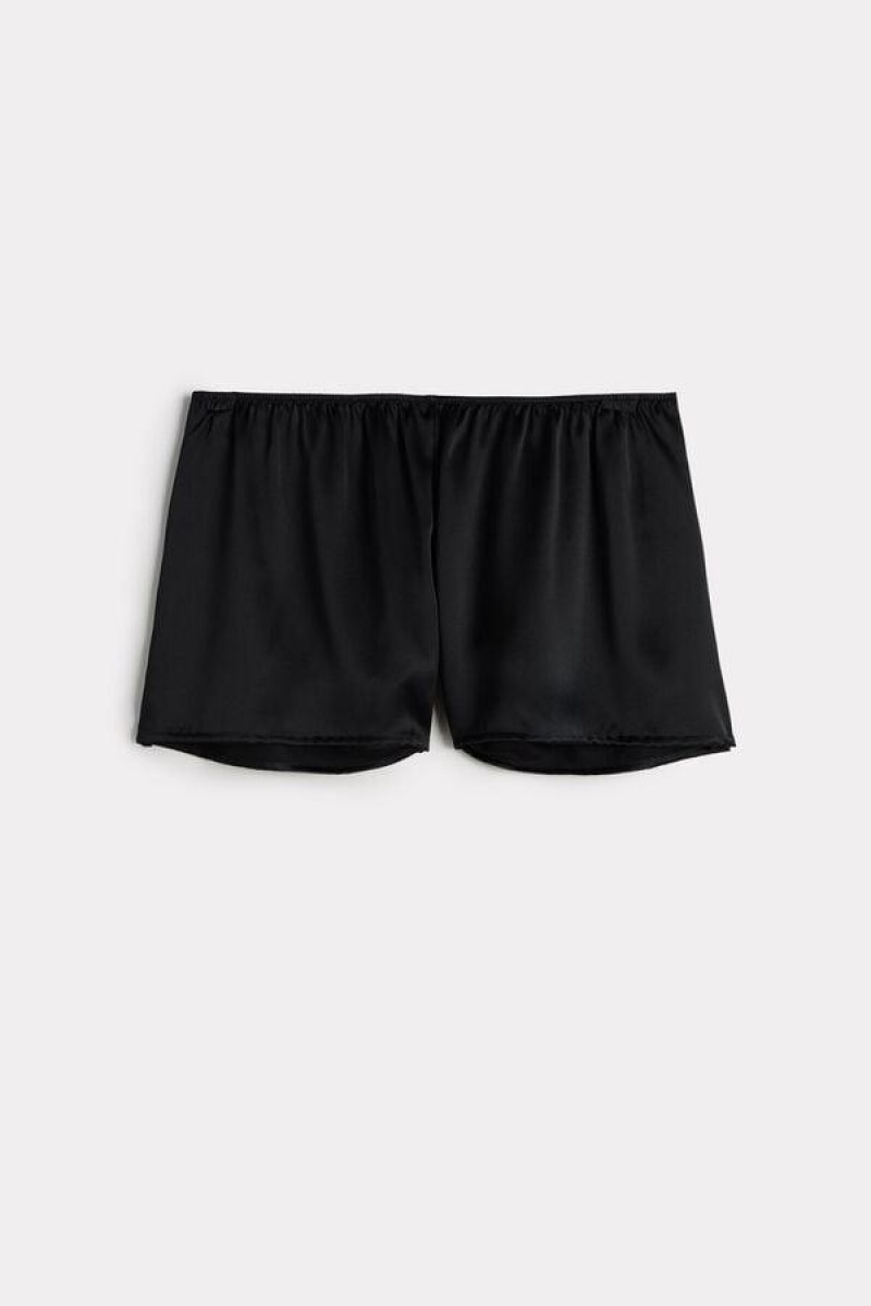 Dámské Pyžama Intimissimi Smooth Silk-Satin Shorts Černé | CZ HK4053