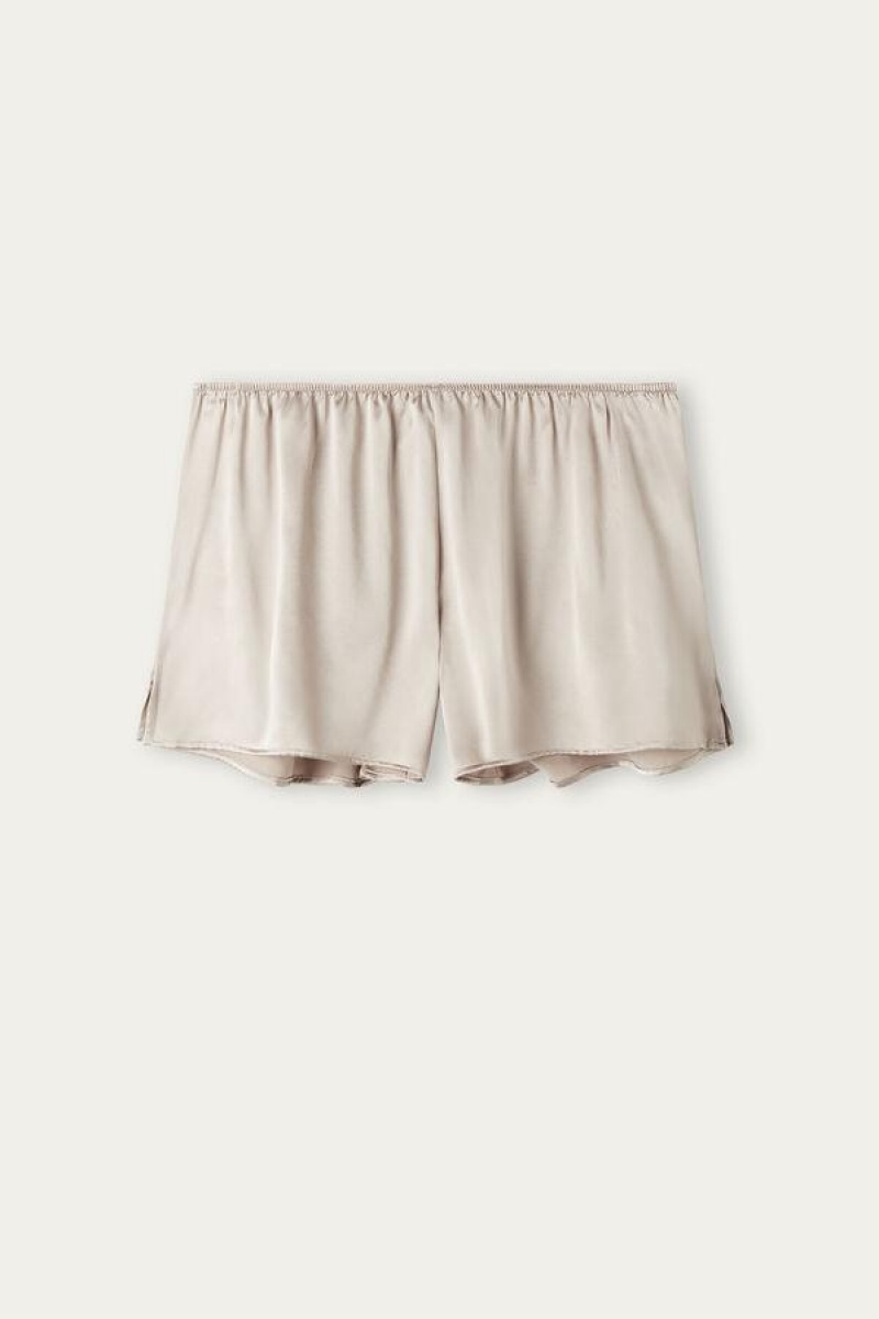 Dámské Pyžama Intimissimi Smooth Silk-Satin Shorts Béžový | CZ TV4064