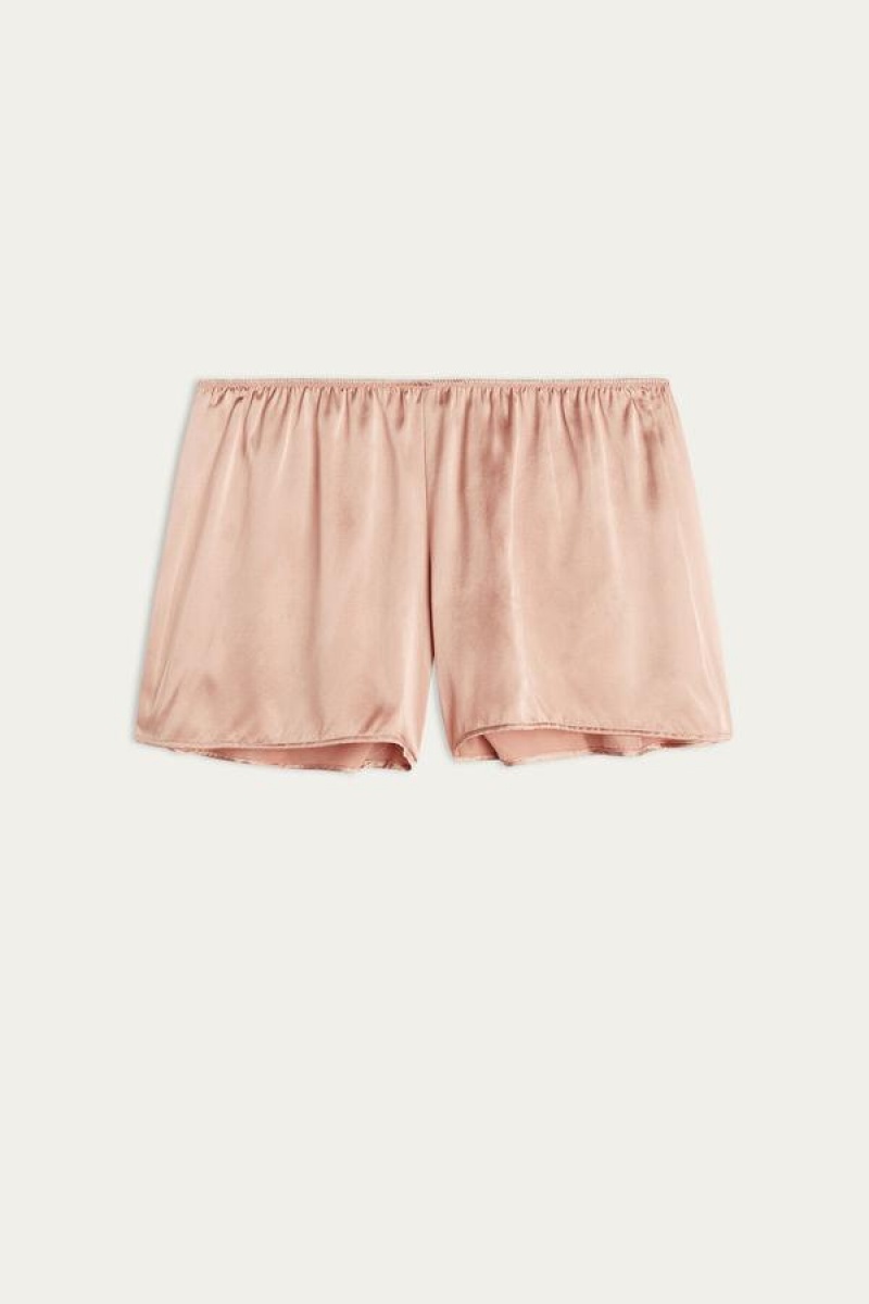 Dámské Pyžama Intimissimi Smooth Silk-Satin Shorts Růžové | CZ UT4062