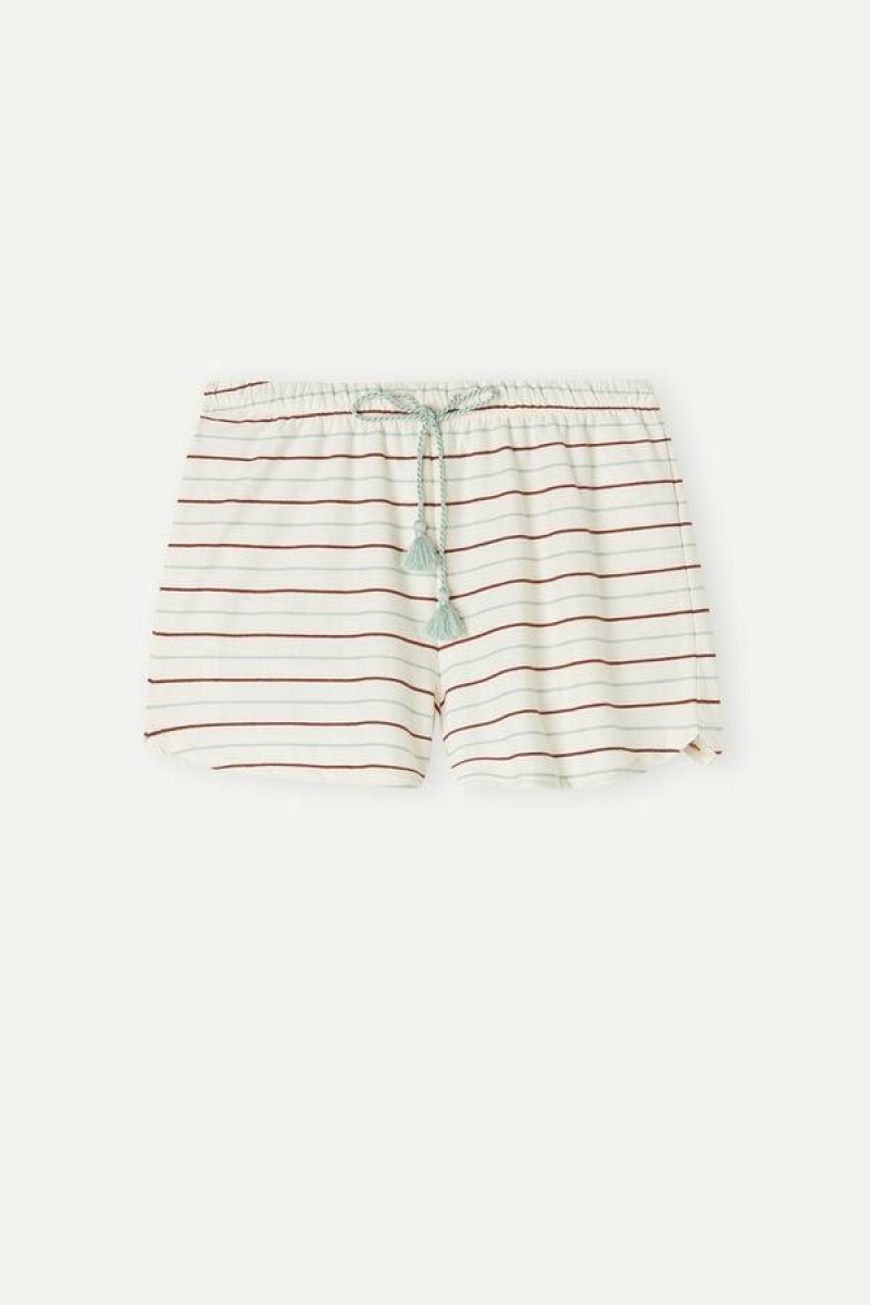 Dámské Pyžama Intimissimi Spices Garden Bavlněné Shorts Bílé | CZ NB4070