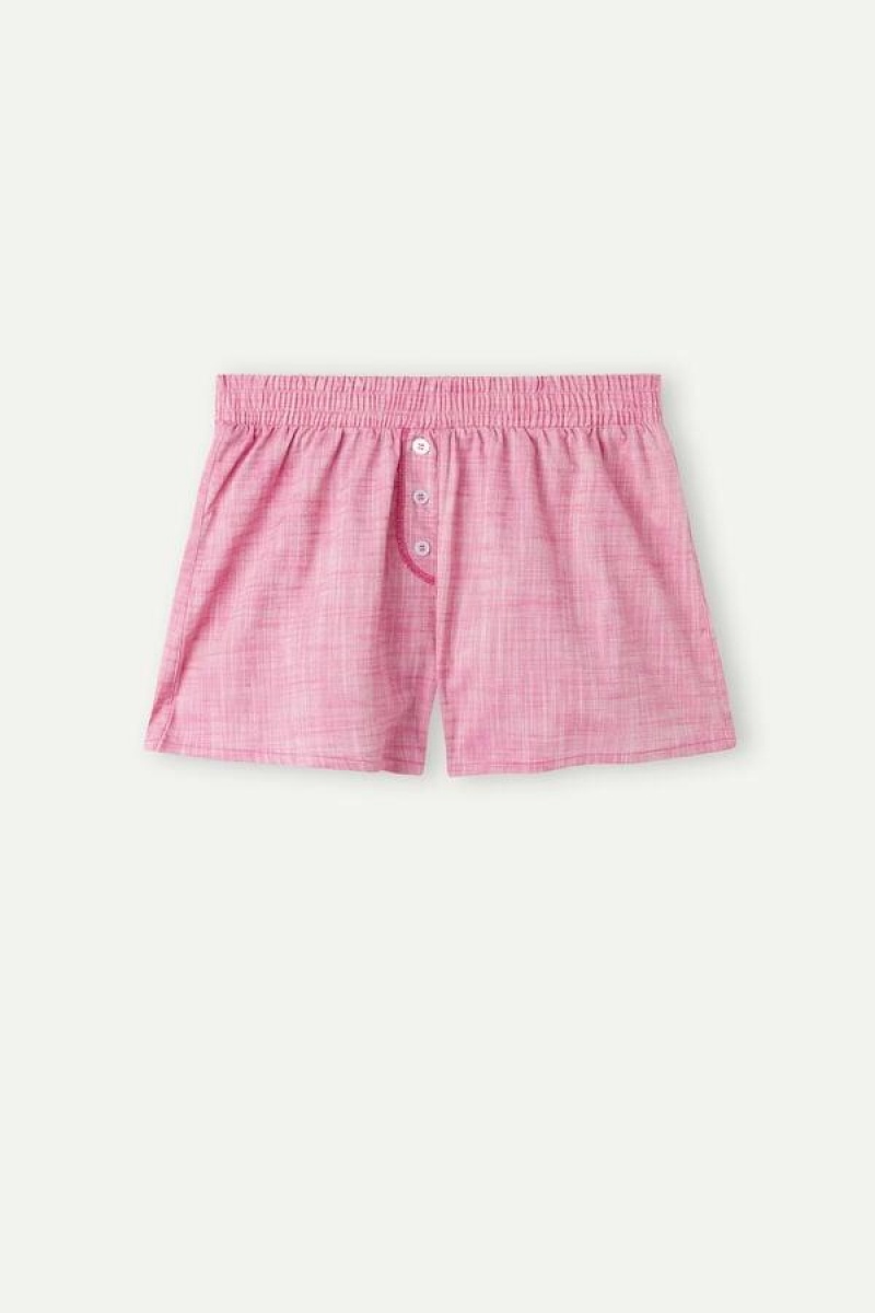 Dámské Pyžama Intimissimi Strawberry Milkshake Shorts in Bavlněné Cloth Růžové | CZ YU4090