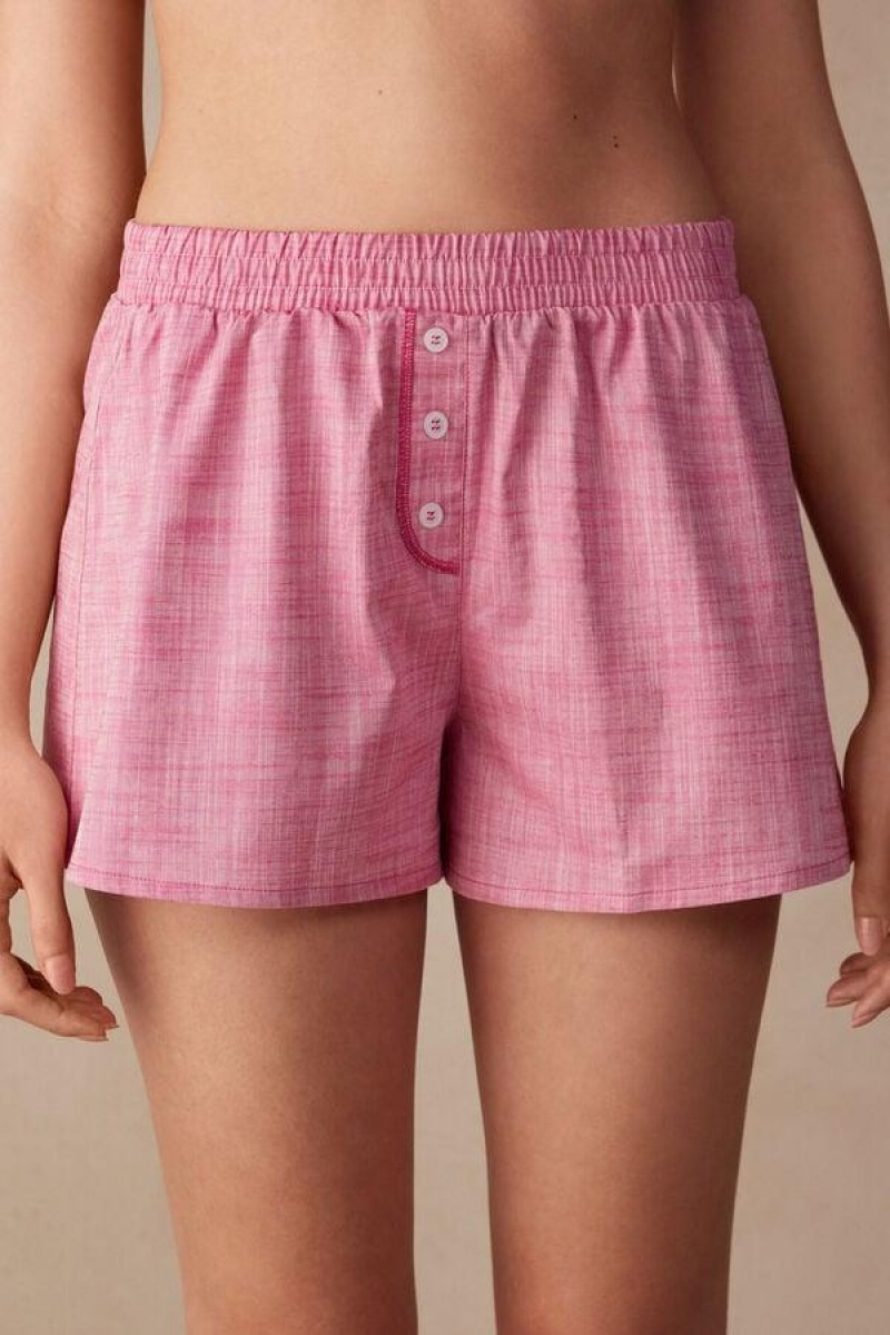 Dámské Pyžama Intimissimi Strawberry Milkshake Shorts in Bavlněné Cloth Růžové | CZ YU4090