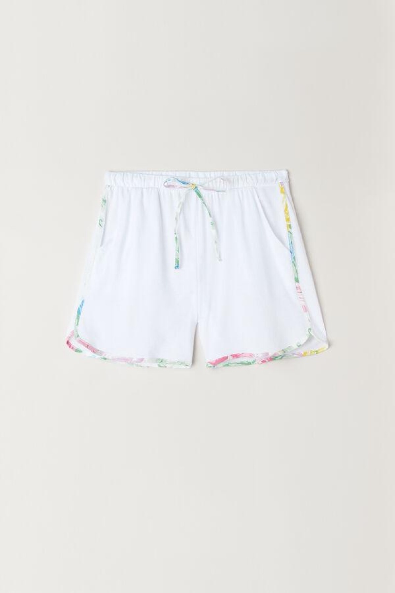 Dámské Pyžama Intimissimi Summer Garden Shorts in Supima® Ultrafresh Bavlněné Bílé | CZ MA4069