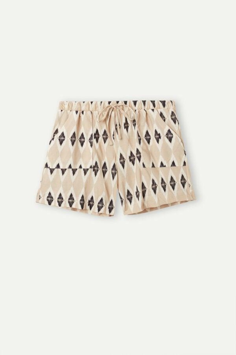 Dámské Pyžama Intimissimi Urban Nomad Bavlněné Shorts Béžový | CZ VD4072