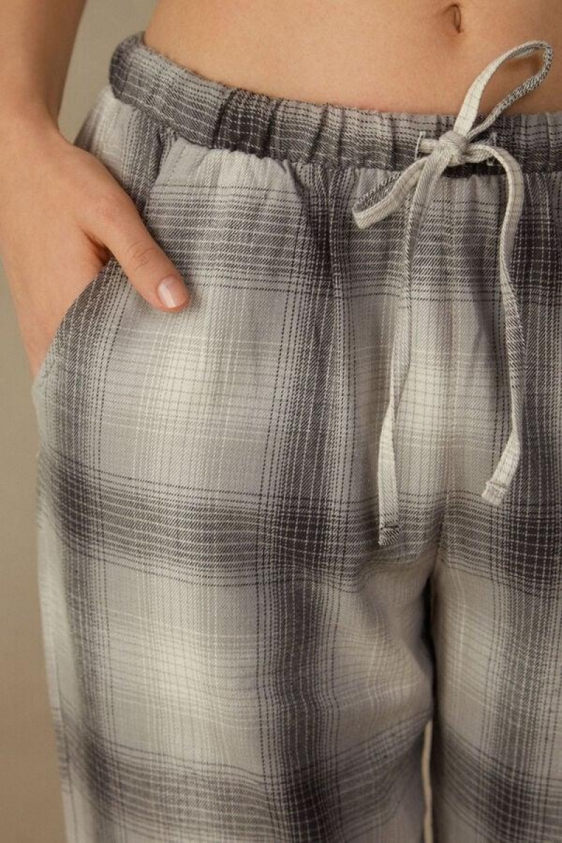 Dámské Pyžama Intimissimi Warm Cuddles Pants in Brushed Cloth Šedé Bílé | CZ QZ3991