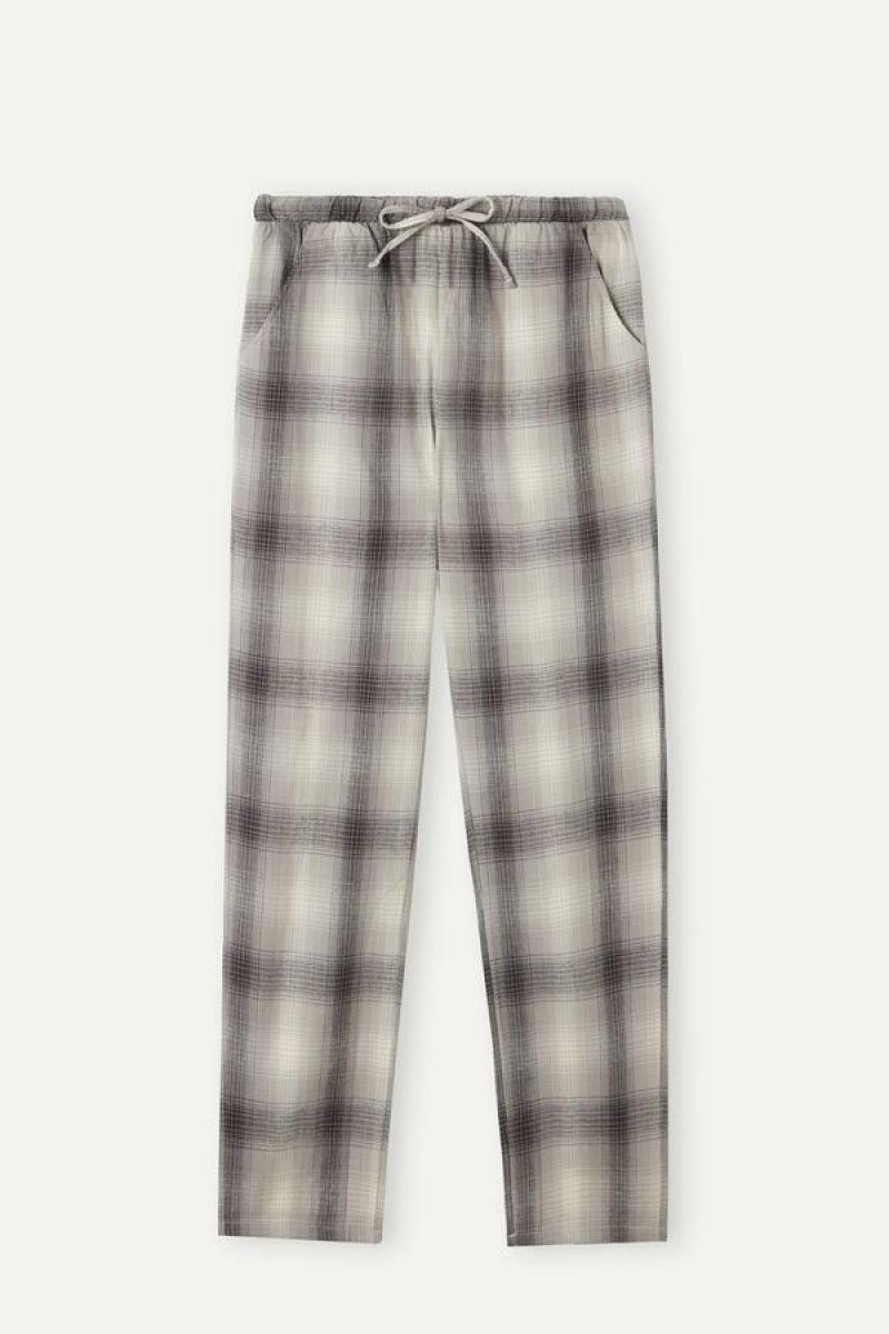 Dámské Pyžama Intimissimi Warm Cuddles Pants in Brushed Cloth Šedé Bílé | CZ QZ3991