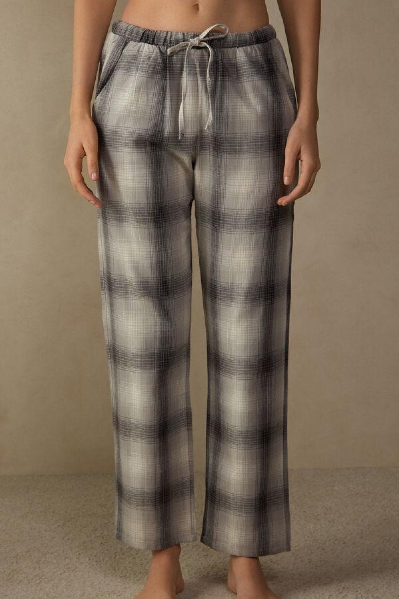 Dámské Pyžama Intimissimi Warm Cuddles Pants in Brushed Cloth Šedé Bílé | CZ QZ3991