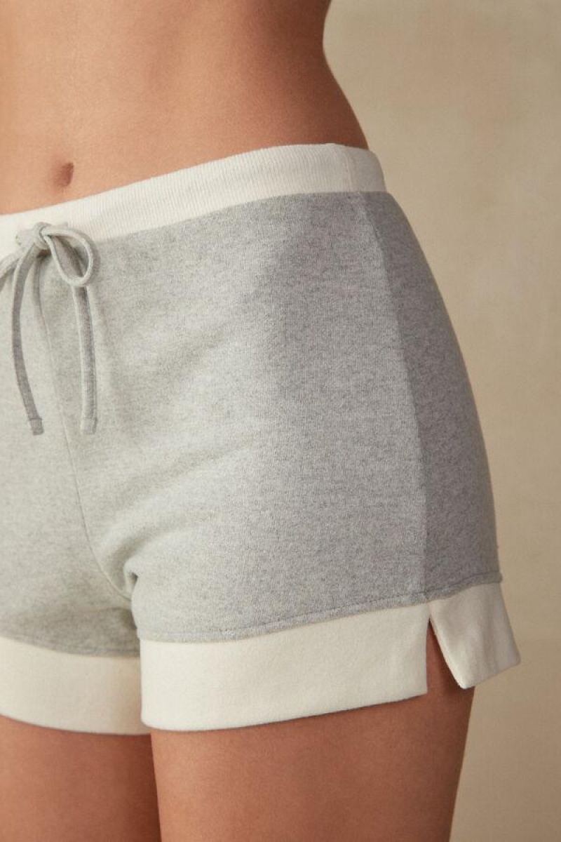 Dámské Pyžama Intimissimi Warm Cuddles Shorts Šedé Bílé | CZ CE4073