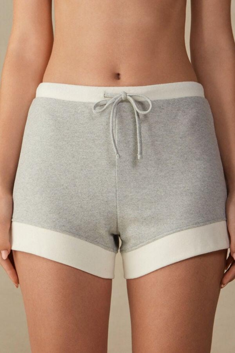 Dámské Pyžama Intimissimi Warm Cuddles Shorts Šedé Bílé | CZ CE4073