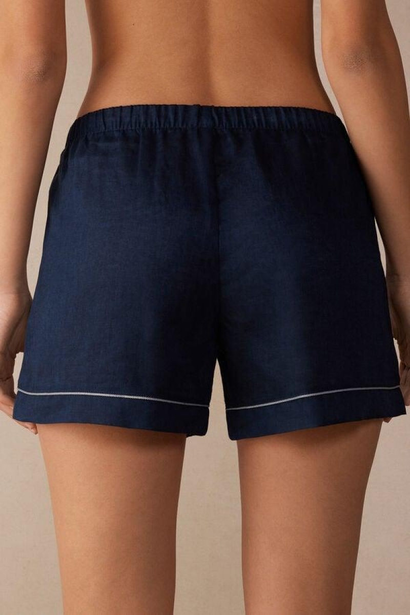 Dámské Pyžama Intimissimi Yacht Night Linen Shorts Blankyt | CZ EX4093