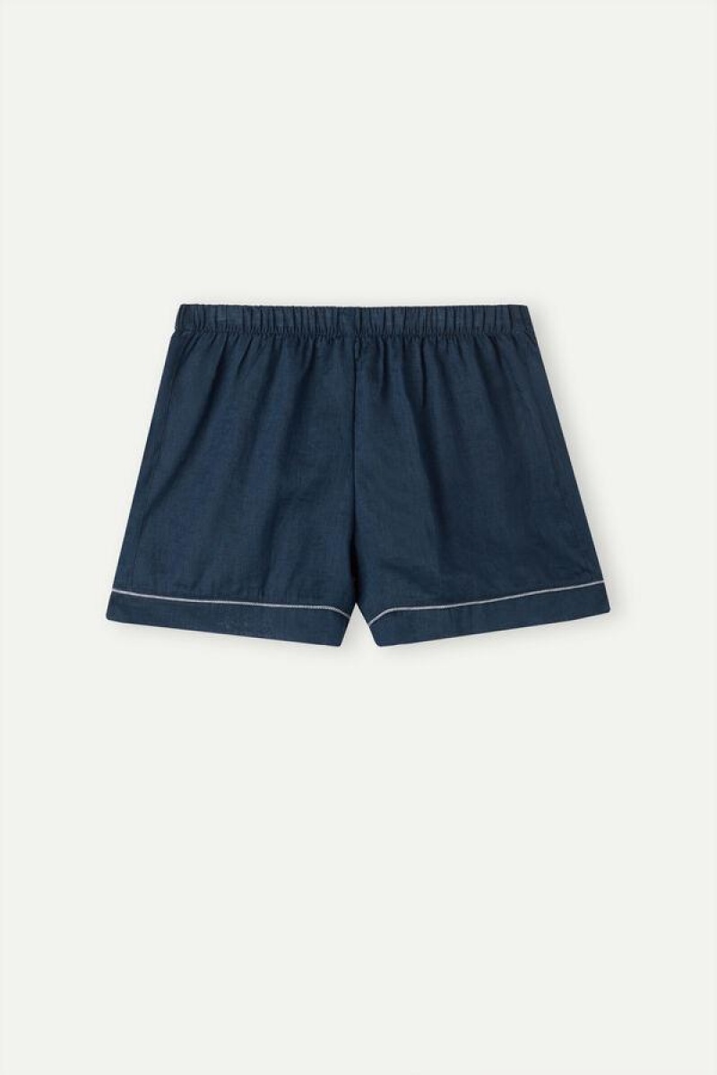 Dámské Pyžama Intimissimi Yacht Night Linen Shorts Blankyt | CZ EX4093