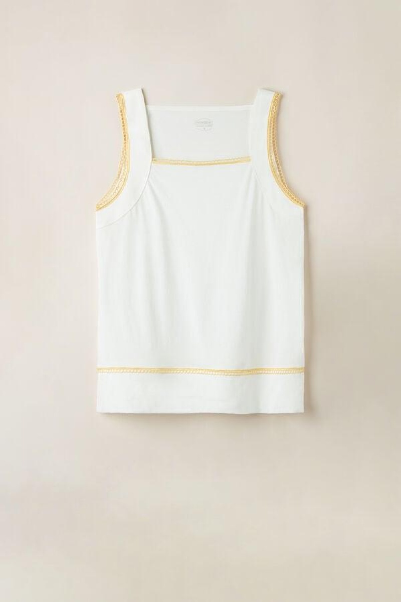 Dámské Pyžama Intimissimi Yellow Submarine Tank Top in Supima® Ultrafresh Bavlněné Bílé | CZ QZ3939