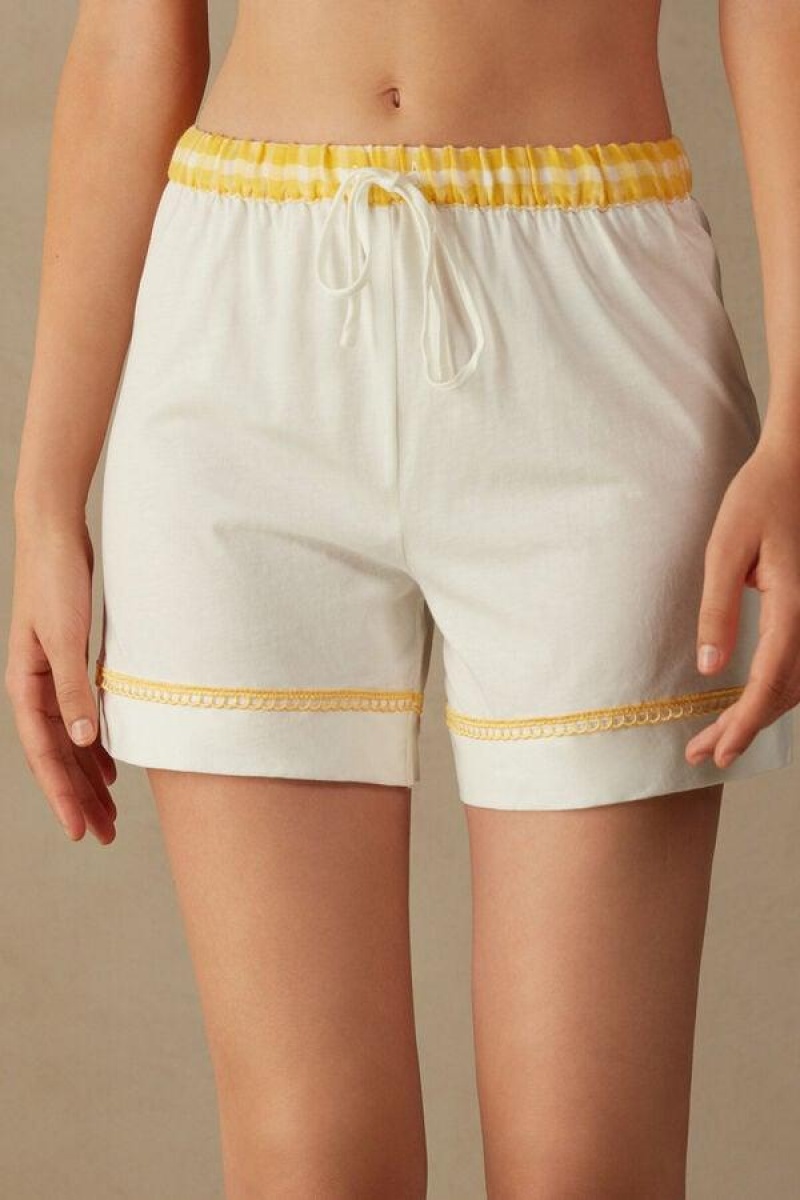 Dámské Pyžama Intimissimi Yellow Submarine Shorts in Supima® Ultrafresh Bavlněné Bílé | CZ QZ4068