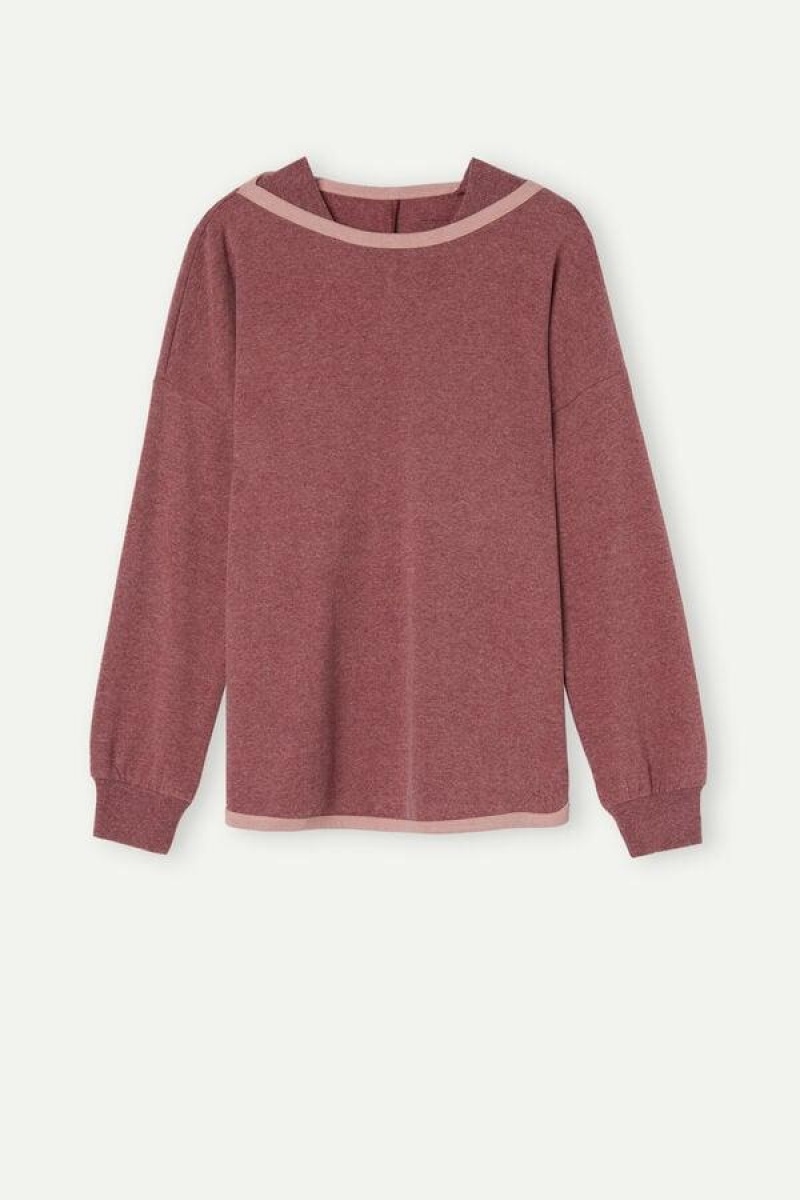 Dámské Pyžama Intimissimi Zimní Candies Long Sleeve Top Tmavě Růžové | CZ TV3908