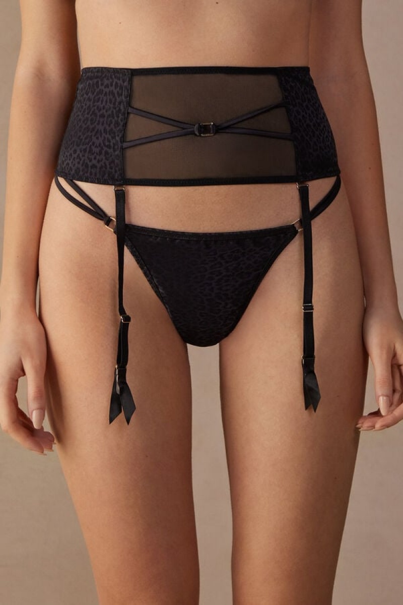 Dámské Spodní Prádlo Intimissimi Cool Minimal Garter Belt Černé | CZ FM4152