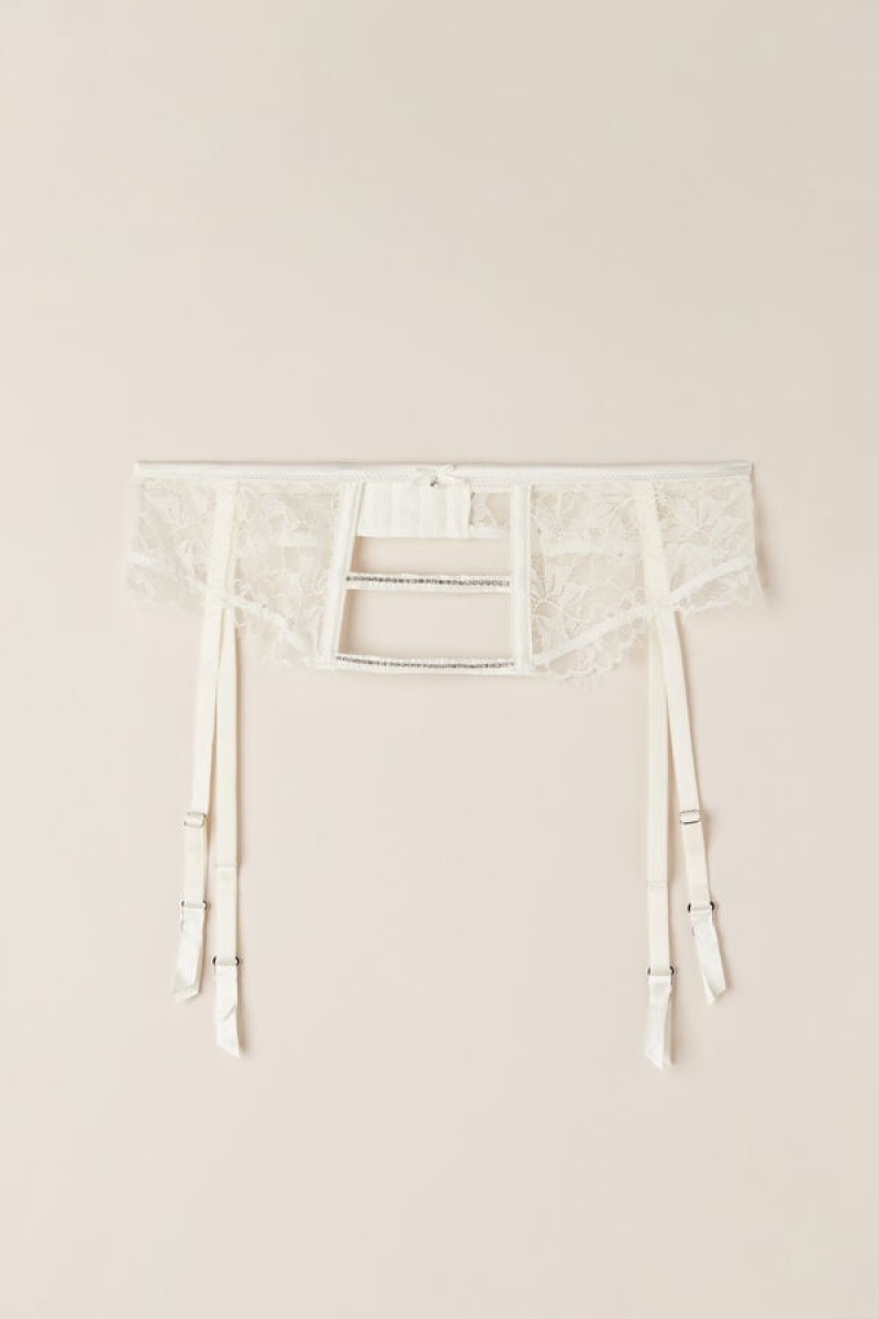 Dámské Spodní Prádlo Intimissimi Shine High Like Stars Garter Belt Bílé | CZ DN4160