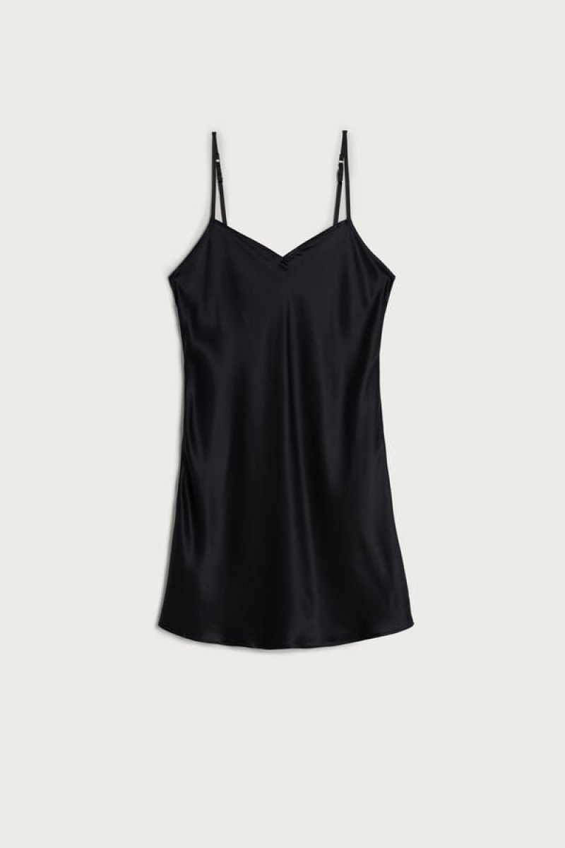 Dámské Spodní Prádlo Intimissimi Silk Slip Černé | CZ RW4144