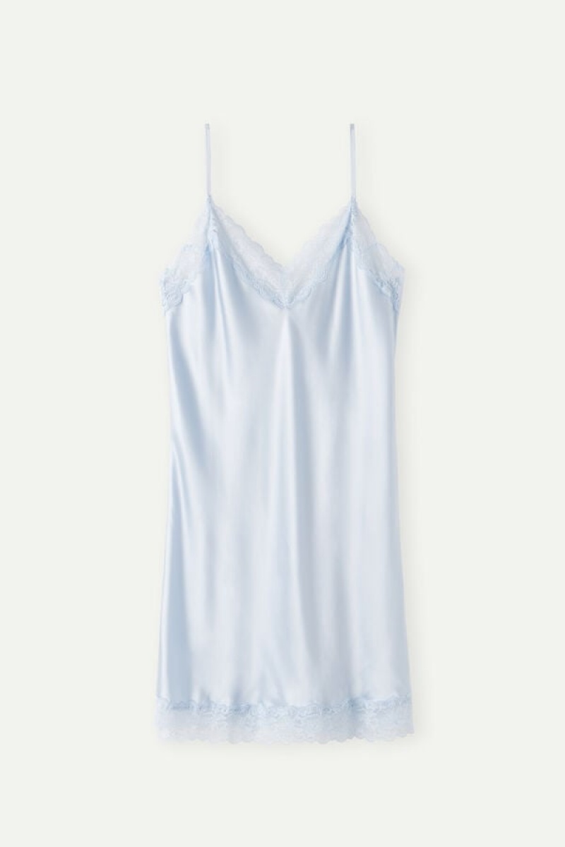 Dámské Spodní Prádlo Intimissimi Silk Slip with Krajkové Insert Detail Blankyt | CZ PQ4111