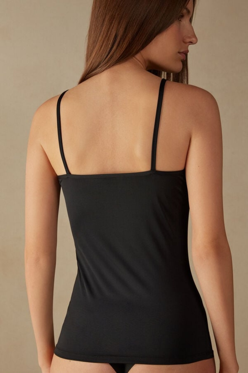 Dámské Tílko Intimissimi Light Microfiber Cami Černé | CZ KI4389