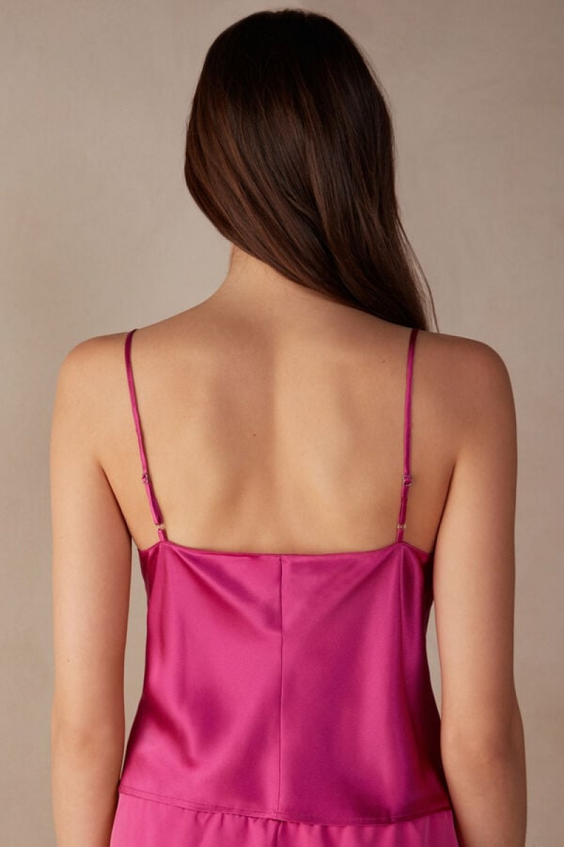 Dámské Tílko Intimissimi Silk Crop Camisole Růžové | CZ RW4300