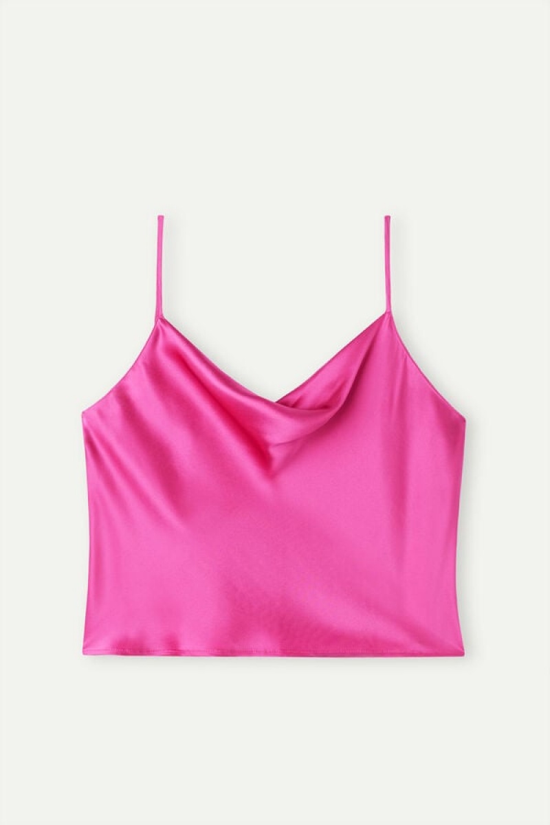 Dámské Tílko Intimissimi Silk Crop Camisole Růžové | CZ RW4300